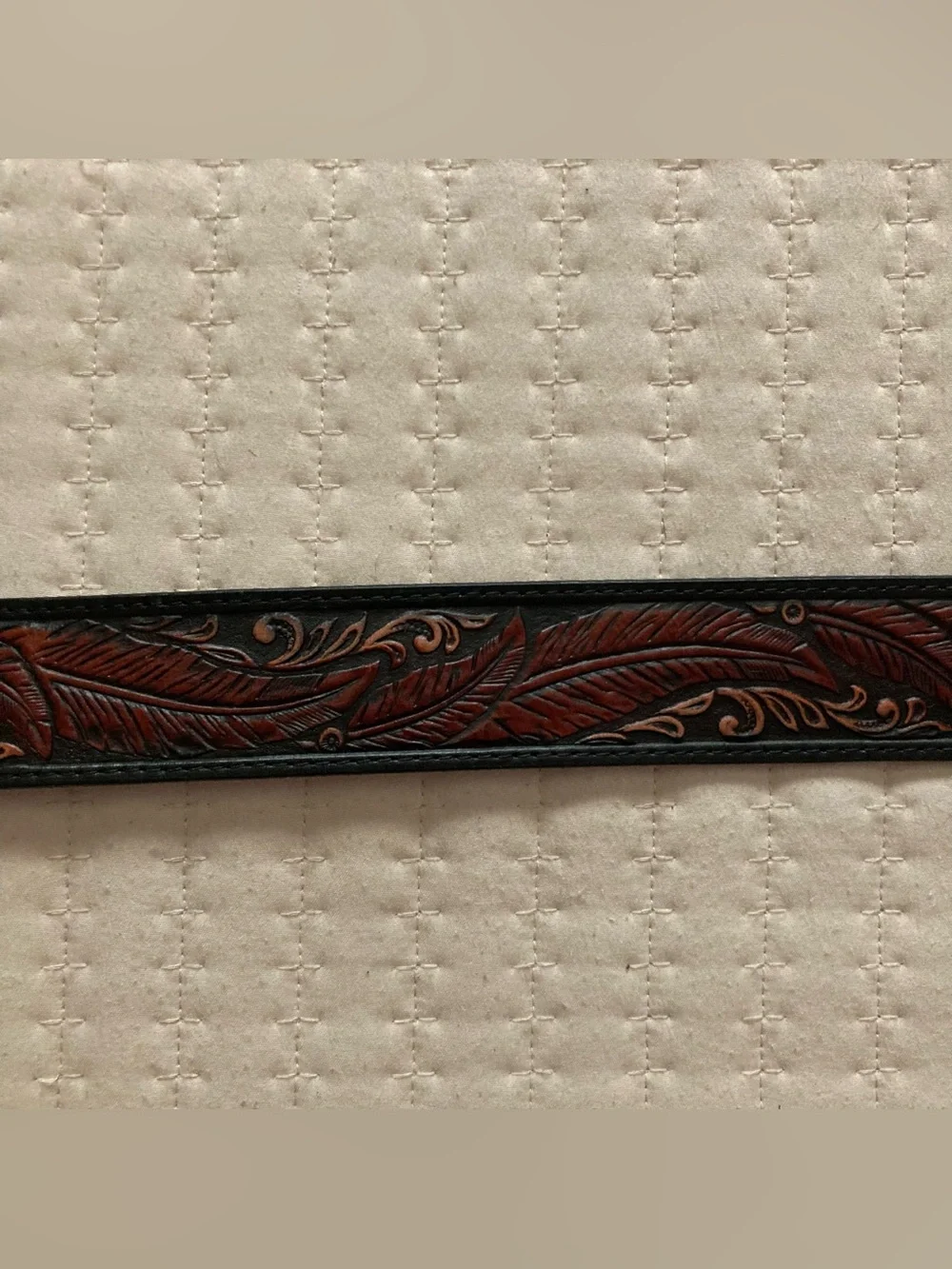Justin Tooled Brown Leather Belt Men’s 32 Brown Indian Head Belt Buckle